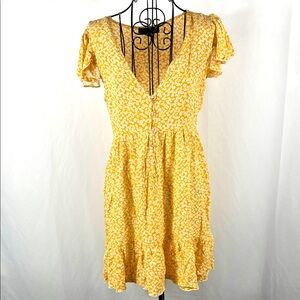 SBetro Women’s Sunny Floral Mini Dress Small Short‎ Sleeve Button Front Flowy